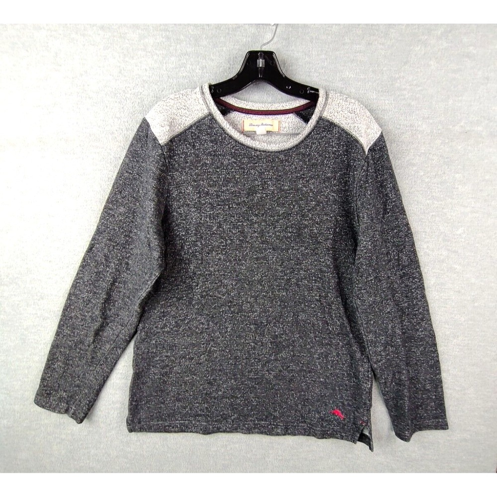 Tommy Bahama Mens Shirt Medium Charcoal Gray Fleece Pullover Relax‎ Weekend